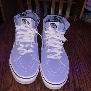 lavender vans logo mix high tops